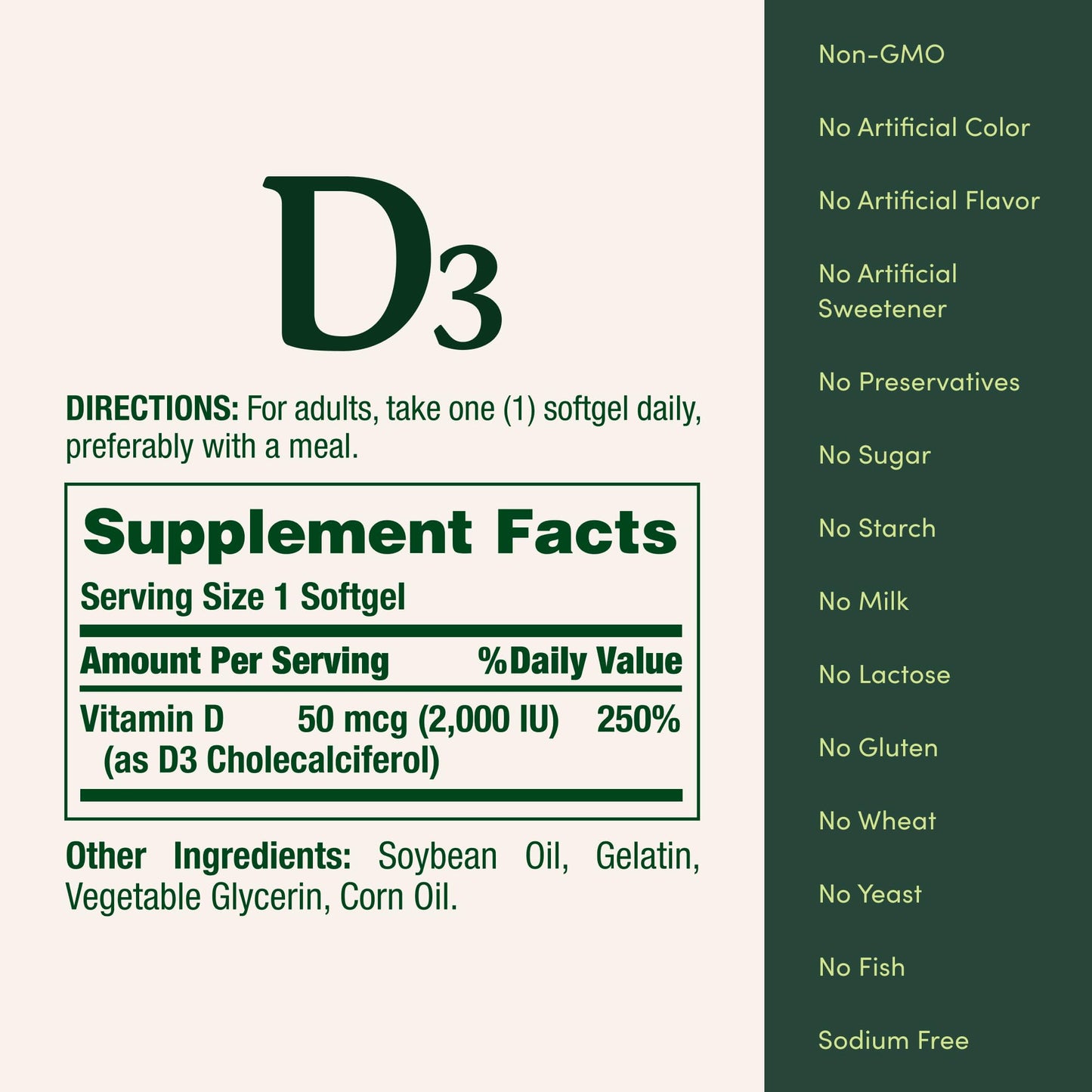 Nature's Bounty Vitamin D3 2000 IU Softgels 240 Count