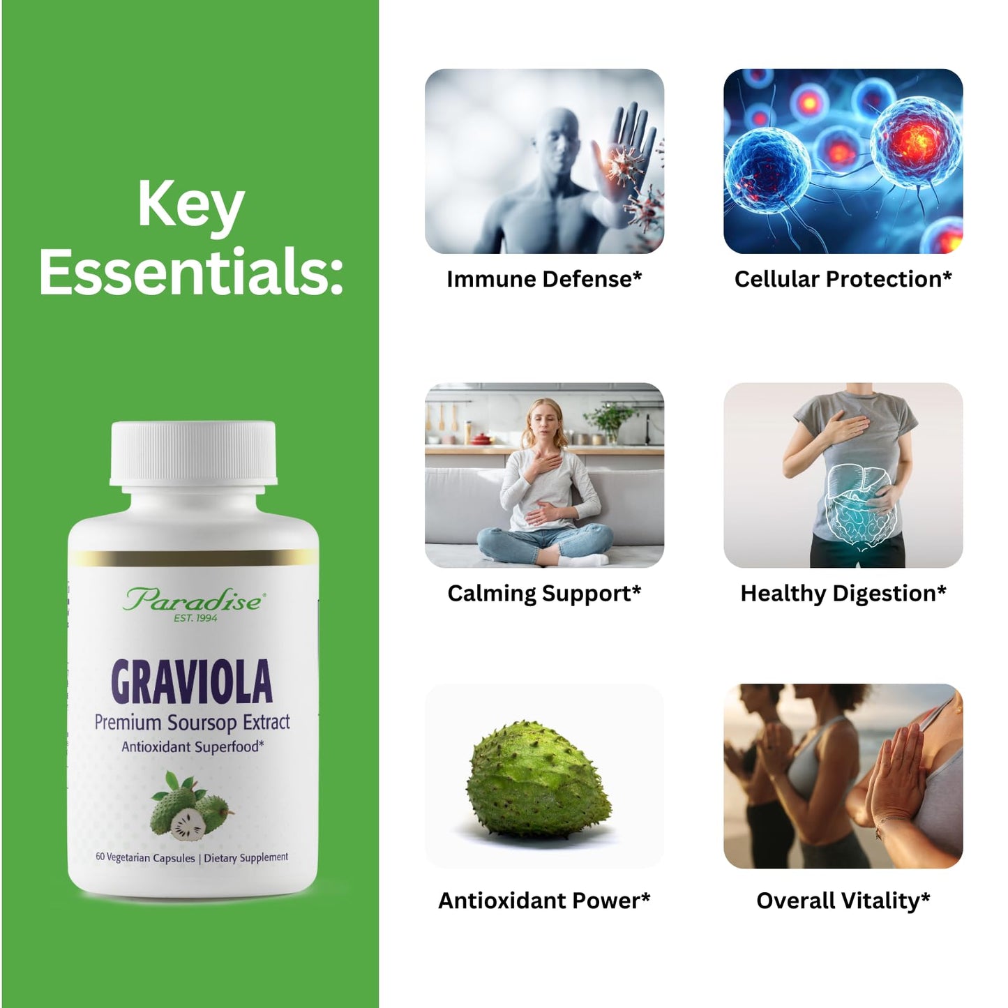 Paradise Herbs Graviola Leaf Extract Capsules, 60 Count