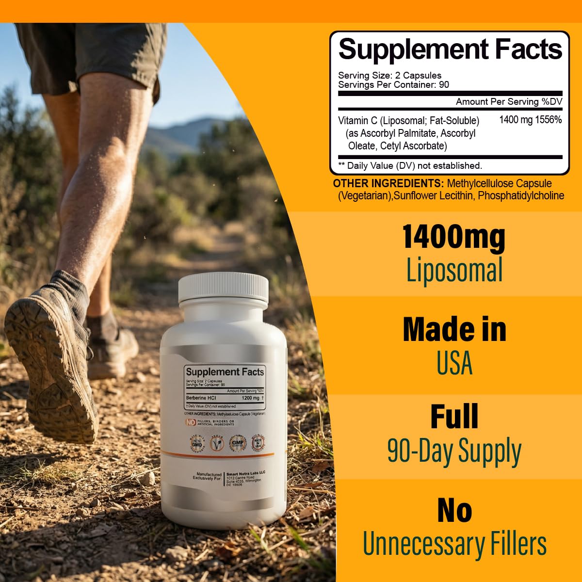 Smart Nutra Labs Liposomal Vitamin C 1400mg Capsule 180 Count