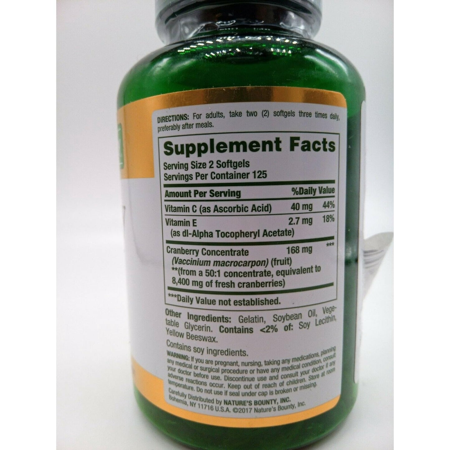 Nature's Bounty Cranberry Plus Vitamin C Softgels 500