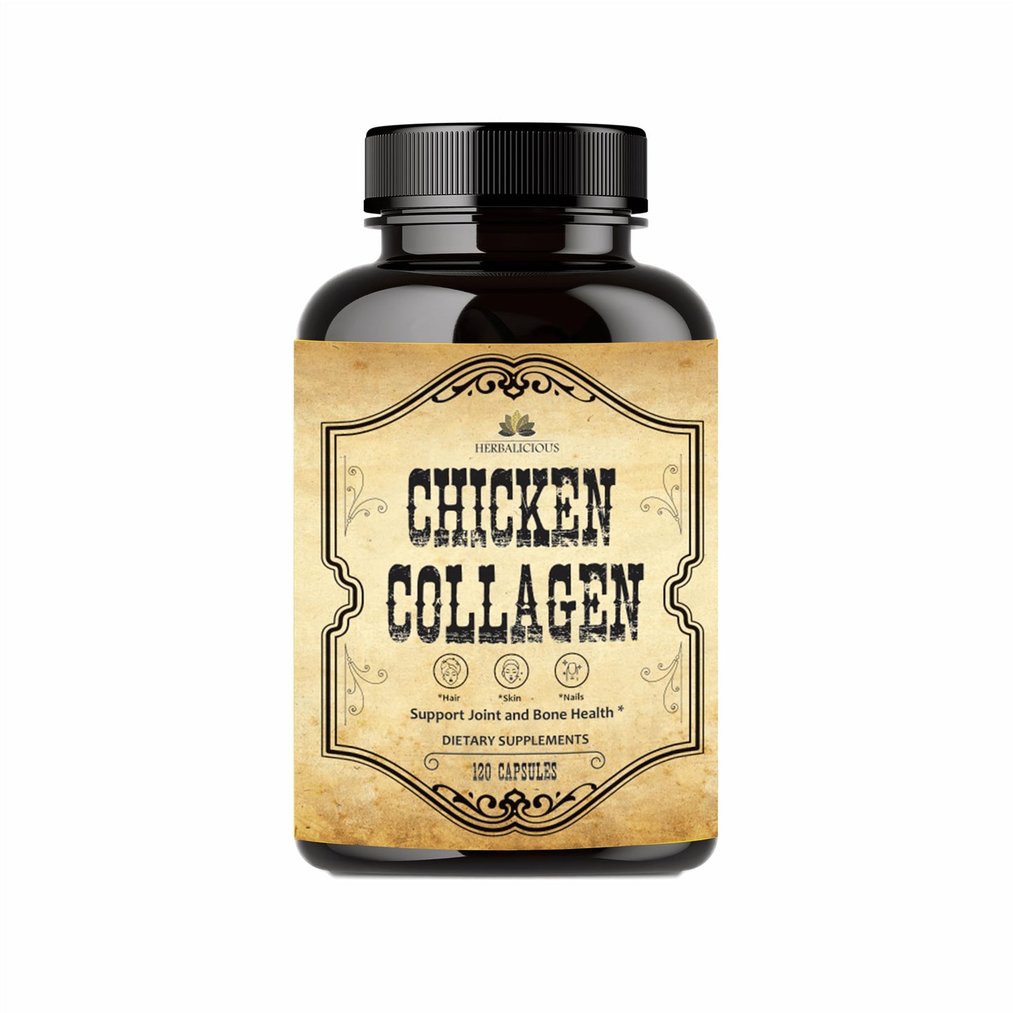 HERBALICIOUS Chicken Collagen Capsules, 120 Count
