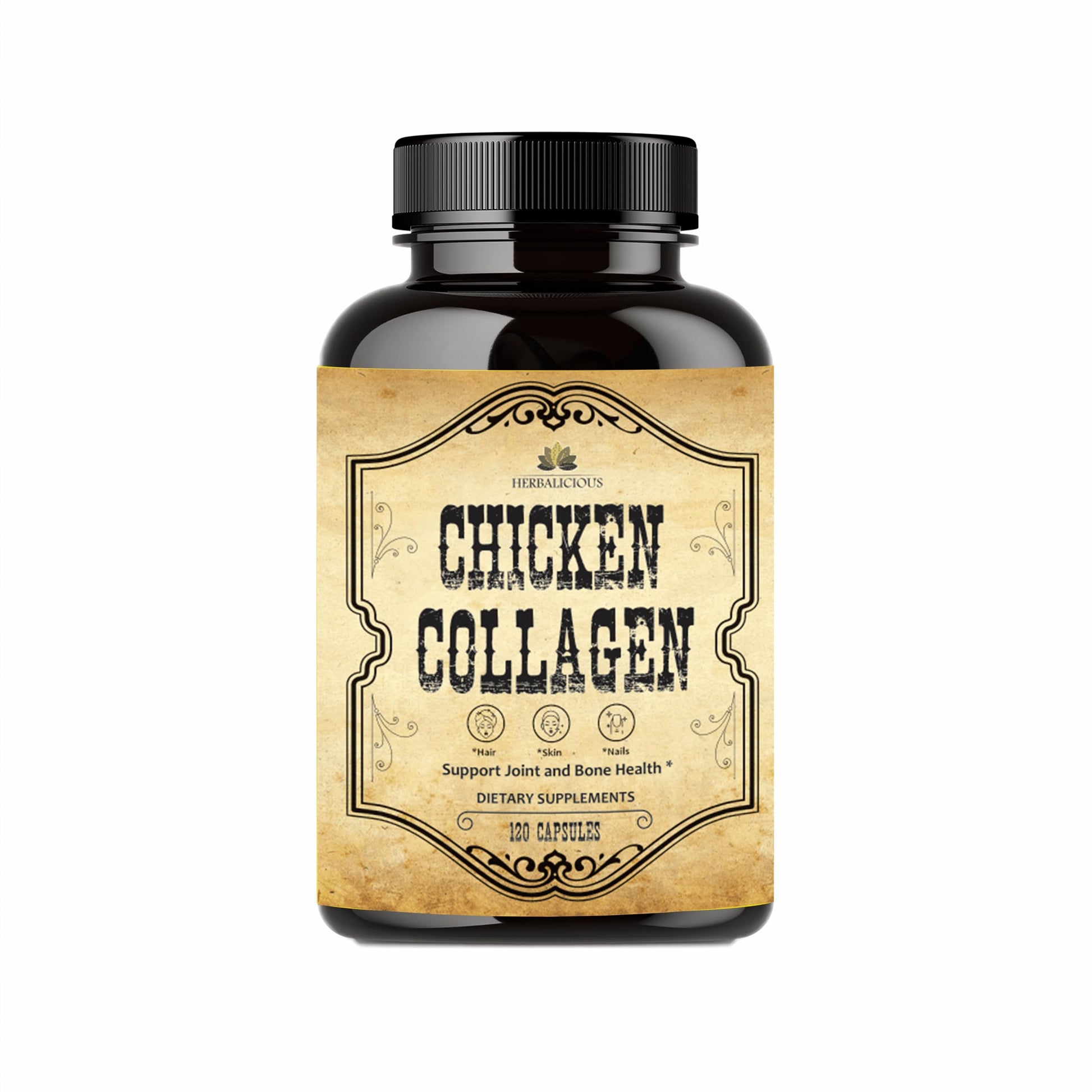 HERBALICIOUS Chicken Collagen Capsules, 120 Count