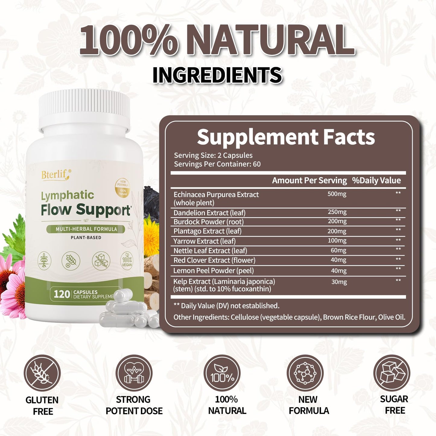 Bterlif Lymphatic Flow Support Supplements Capsules 120