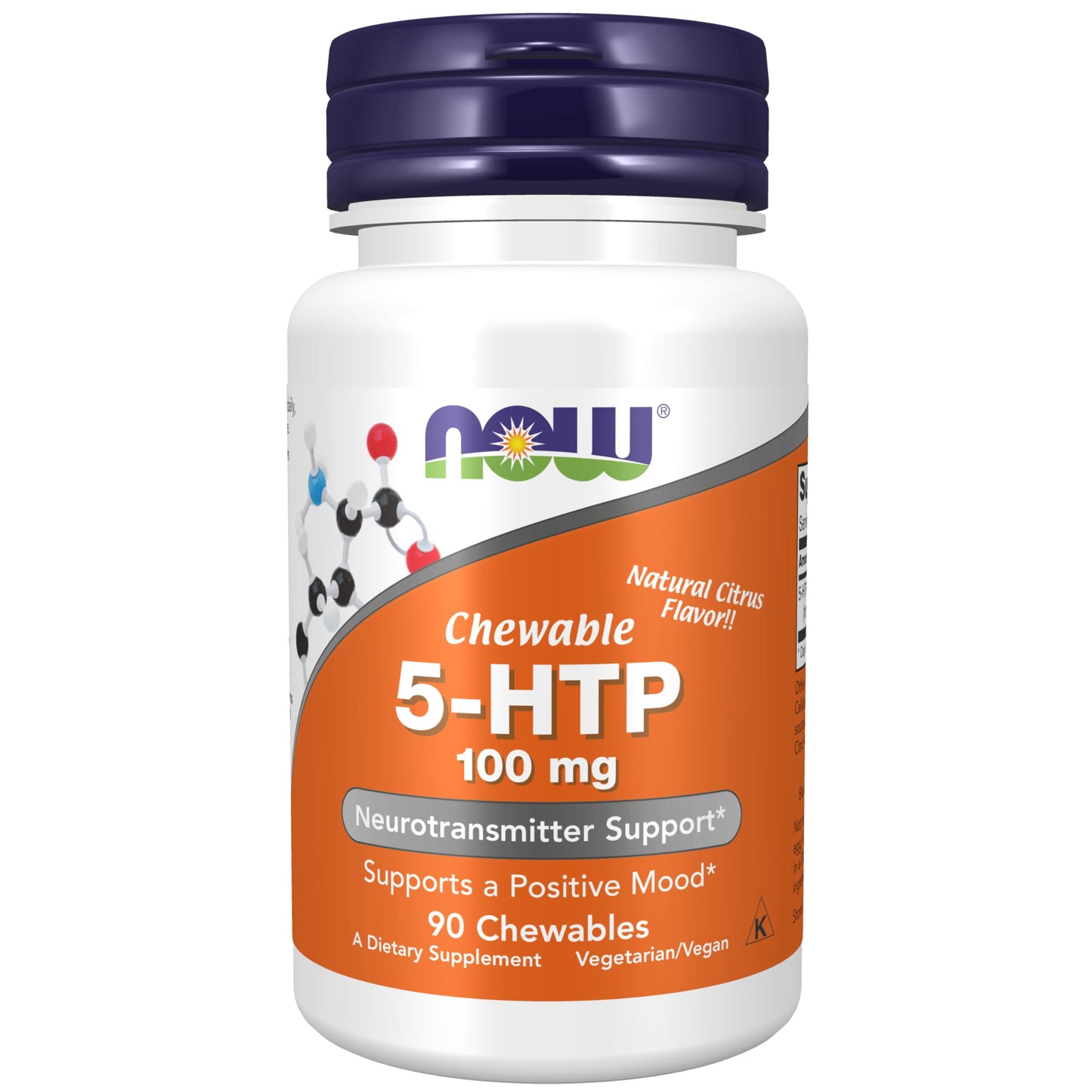NOW Foods 5-HTP (5-hydroxytryptophan) 100 mg Chewables, 90 Count