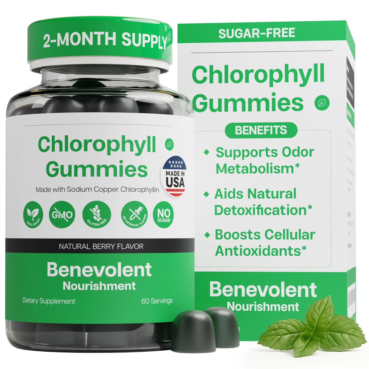 Benevolent Nourishment Chlorophyll Supplement Gummies 60 Count