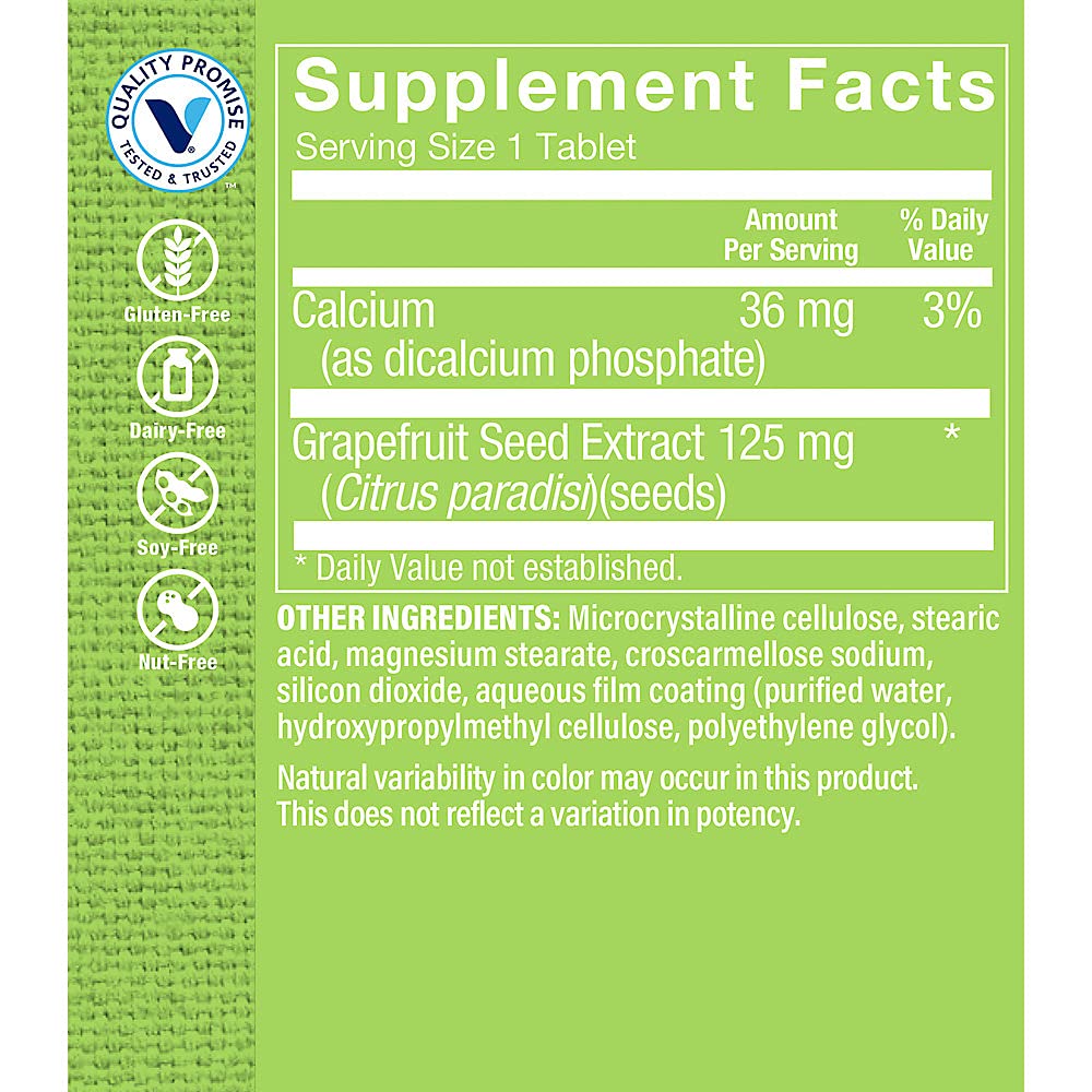The Vitamin Shoppe Grapefruit Seed Extract 125mg Tablets, 100 Count