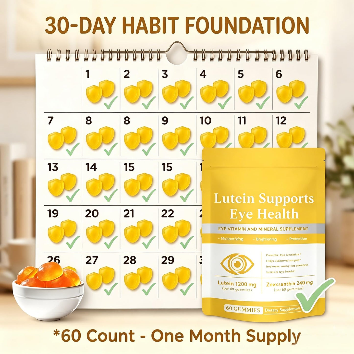 LWLQCZJ Lutein Gummies Eye Health Gummy Supplement 60 Count