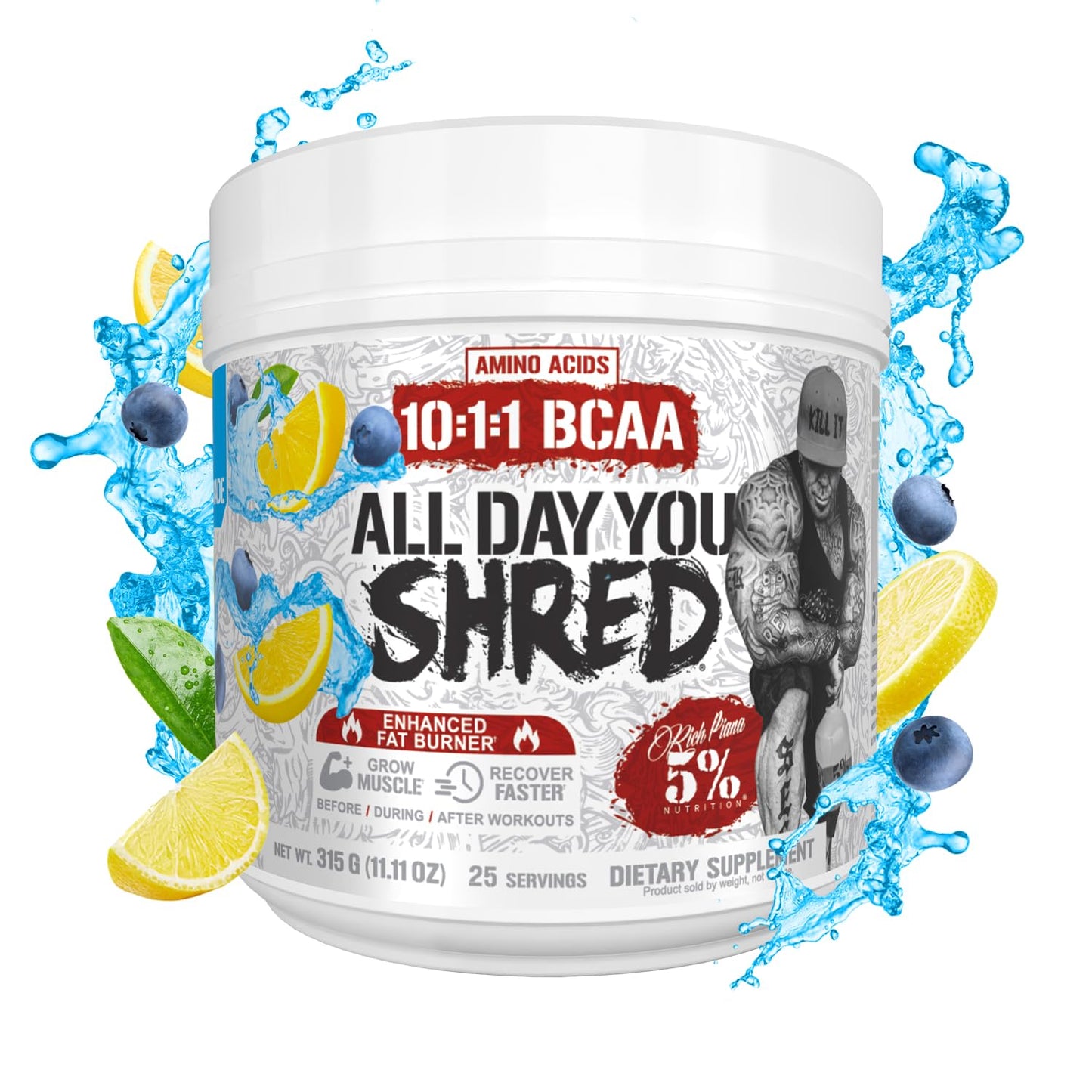 5% Nutrition Rich Piana AllDayYou Shred BCAA Powder 9.9 Ounce