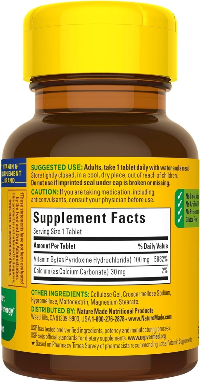 Nature Made Vitamin B-6 100 mg Tablets 400 Tablets