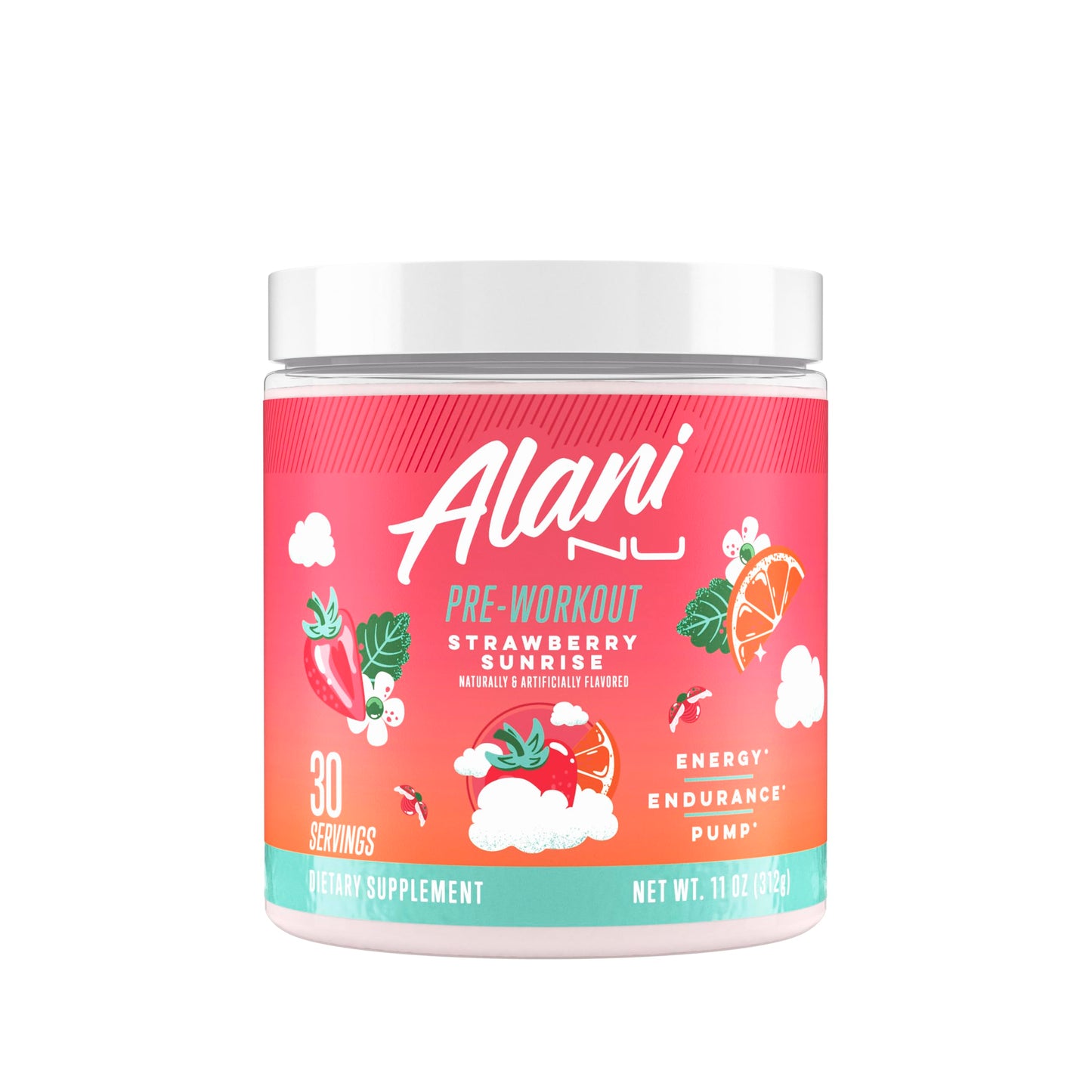 Alani Nu Pre Workout Powder Strawberry Sunrise, 10.2 oz, 30 Servings