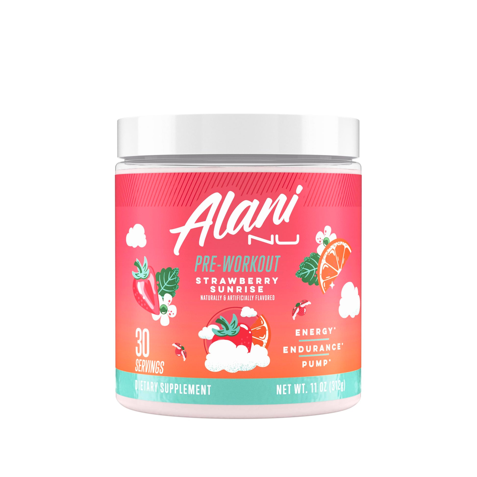 Alani Nu Pre Workout Powder Strawberry Sunrise, 10.2 oz, 30 Servings