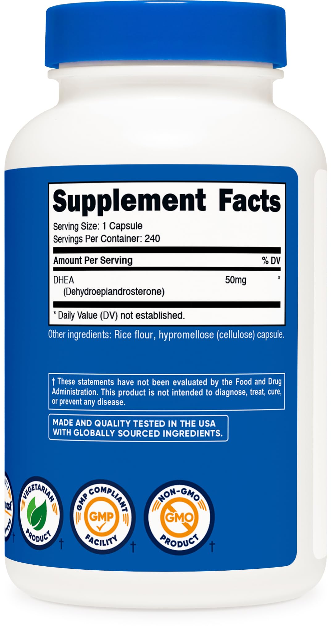 Nutricost DHEA 50mg Capsules, 240 Count