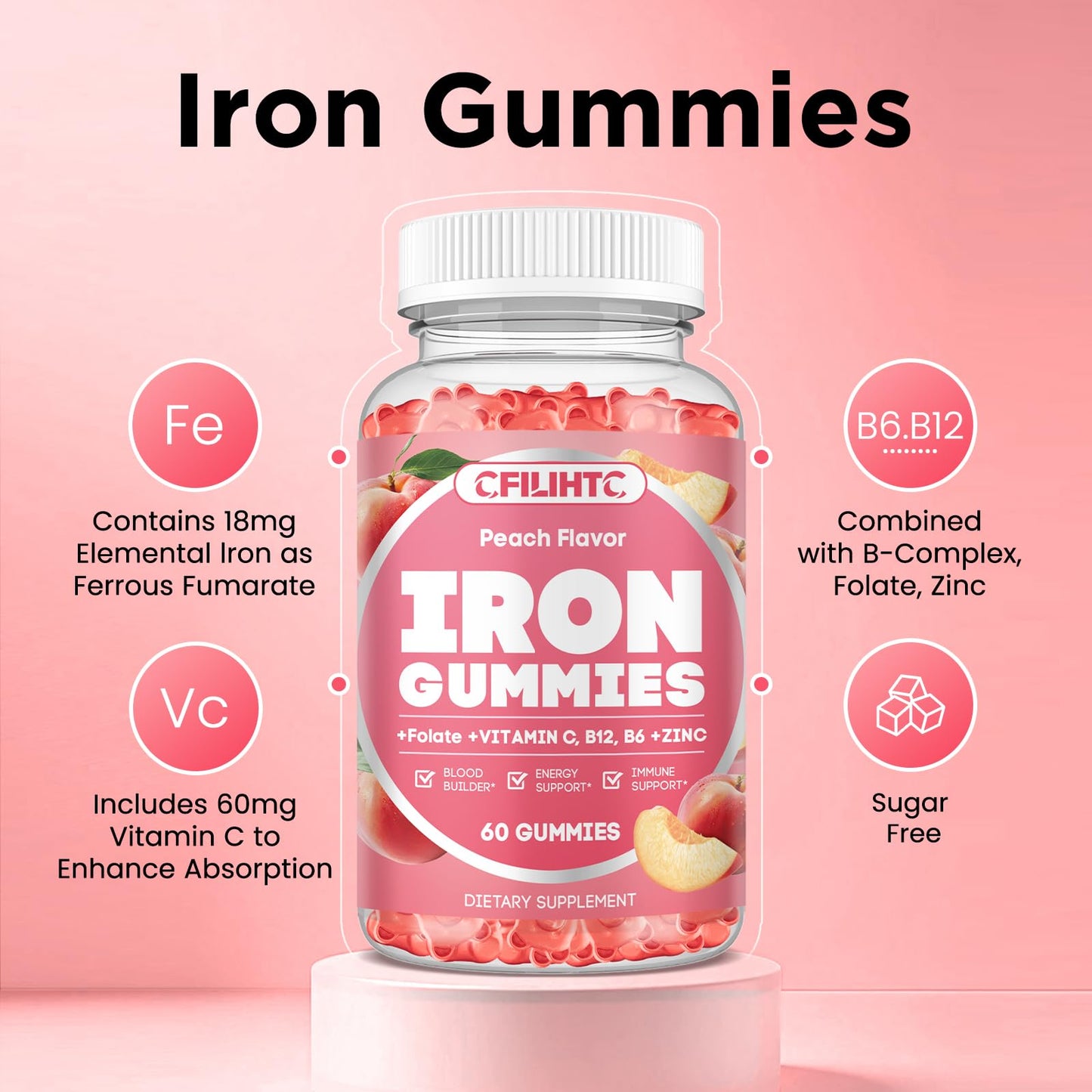 CFILIHTC Iron Gummies 60 Count