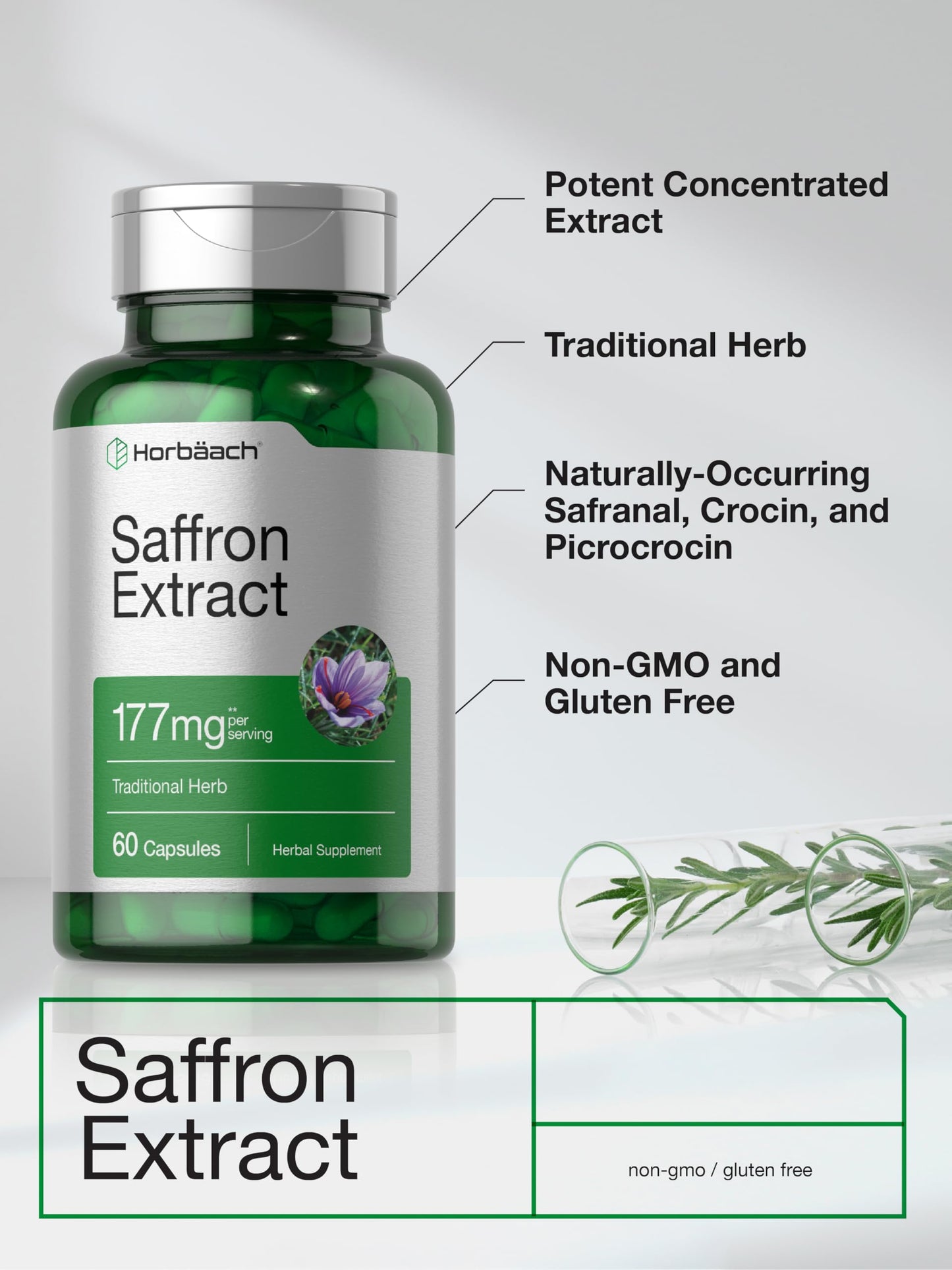 Horbäach Saffron Extract, 60 Capsules