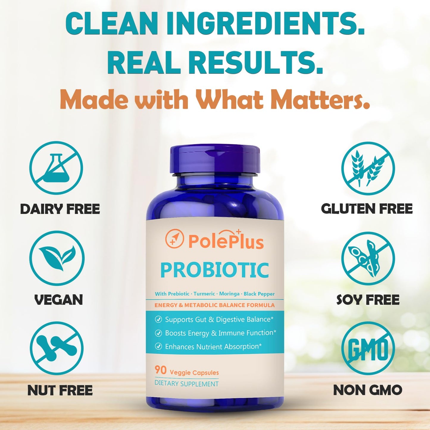 PolePlus Probiotic Supplement for Women & Men Capsule, 90 Vegan Capsules
