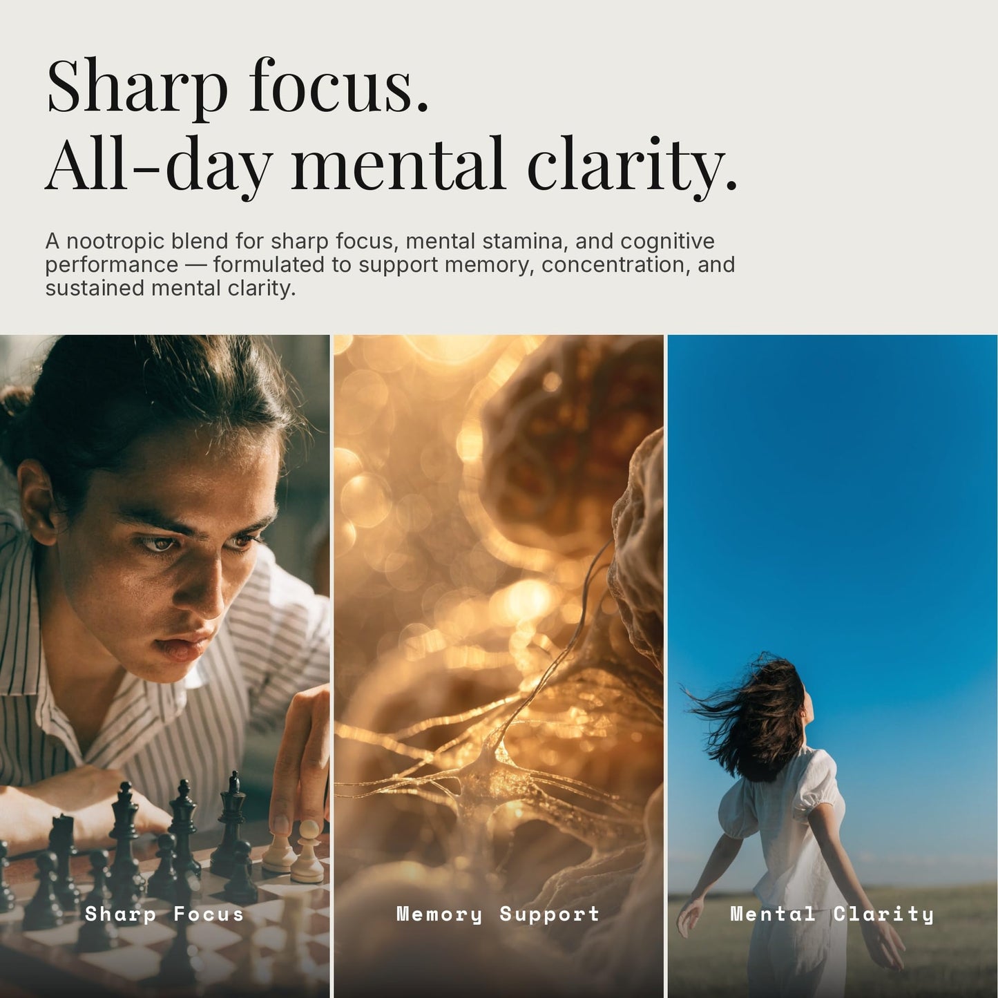 Dear Apothecary Clear Mind Nootropic Brain Support for Focus + Memory + Clarity - Concentration, Energy, Mental Performance - Lion's Mane 500mg Bacopa 200mg Rhodiola L-Theanine - Vegan Non-GMO, 60 Capsules