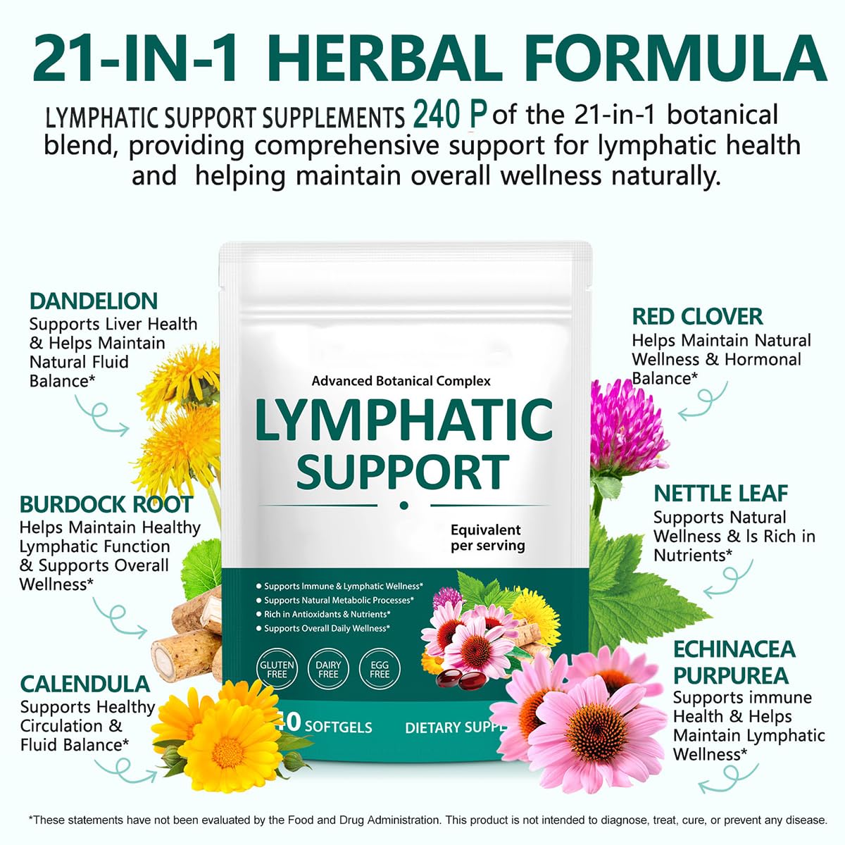 RSGRT Lymphatic Support Supplements 240 Capsules