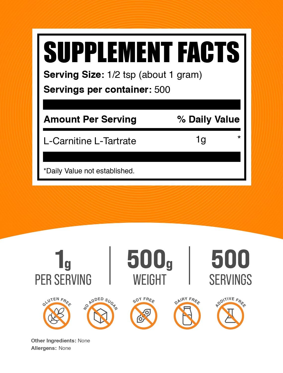 BulkSupplements L-Carnitine L-Tartrate Powder 17.6