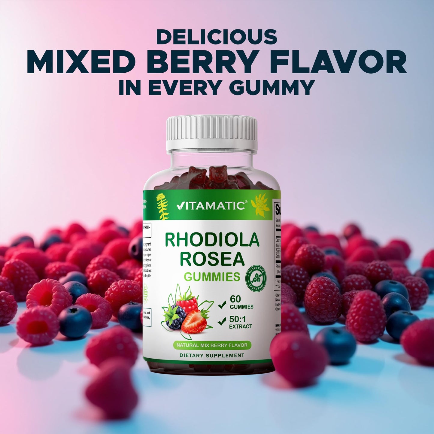 Vitamatic Rhodiola Rosea Gummies, 60 Count