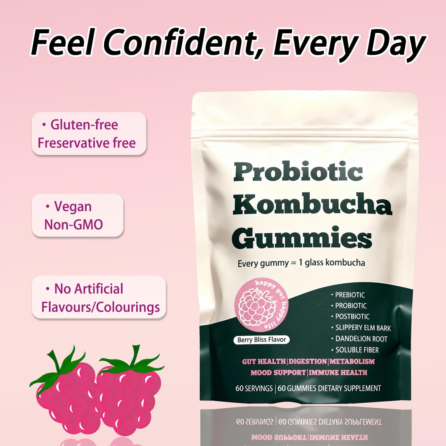 Voererh Jevawell Kombucha Gummies, 60 Gummies