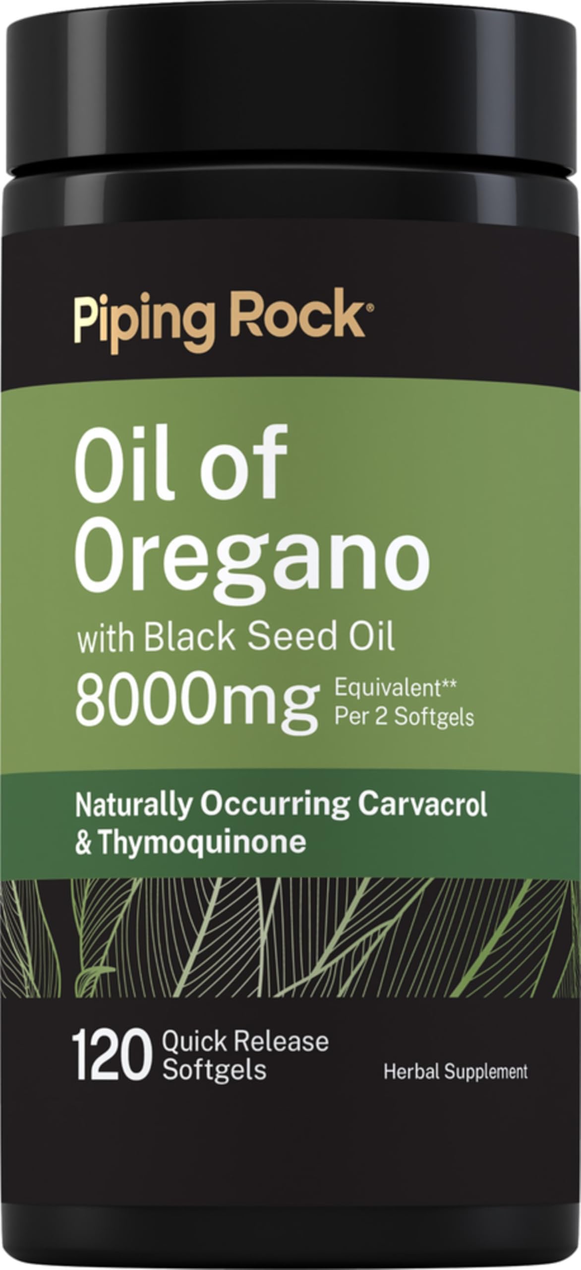 Piping Rock Oil of Oregano with Black Seed Oil Softgels 120 Count