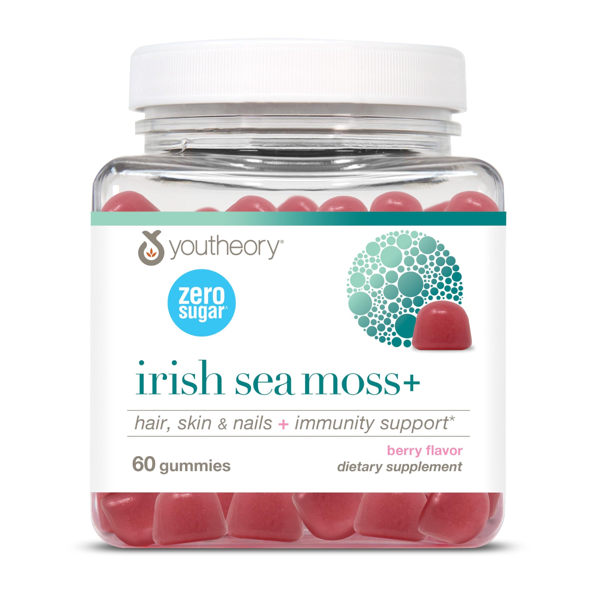 Youtheory Zero Sugar Irish Sea Moss Gummies 60 Count