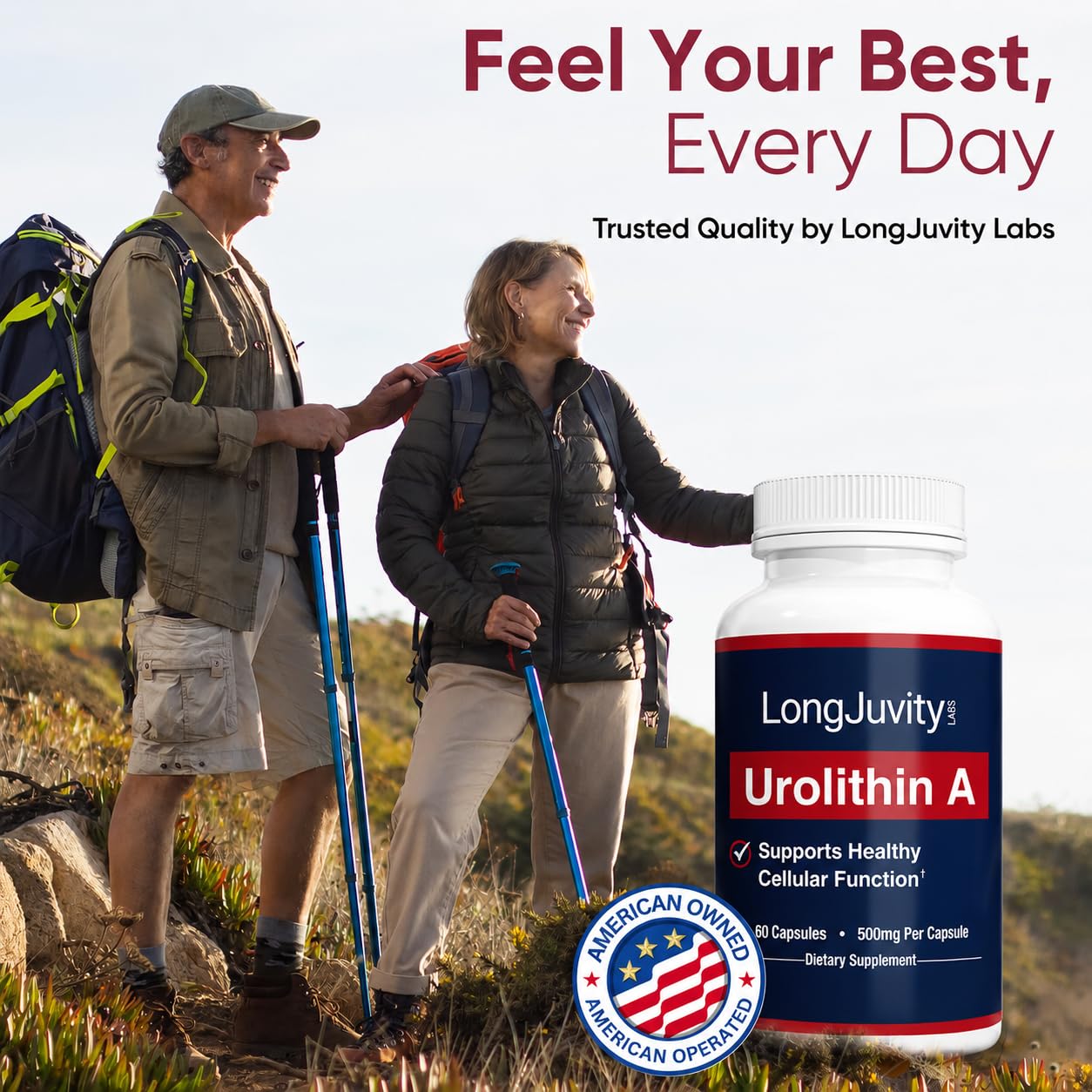 LongJuvity Labs Urolithin A Supplement (500mg), 60 Capsules