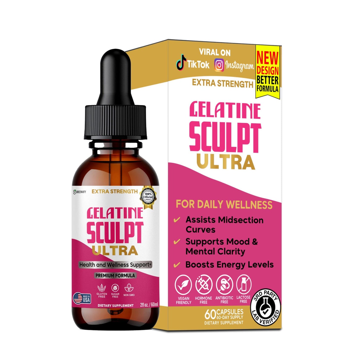 GREENVIFY Gelatine Sculpt Ultra Health and Wellness Support, 60 Capsules