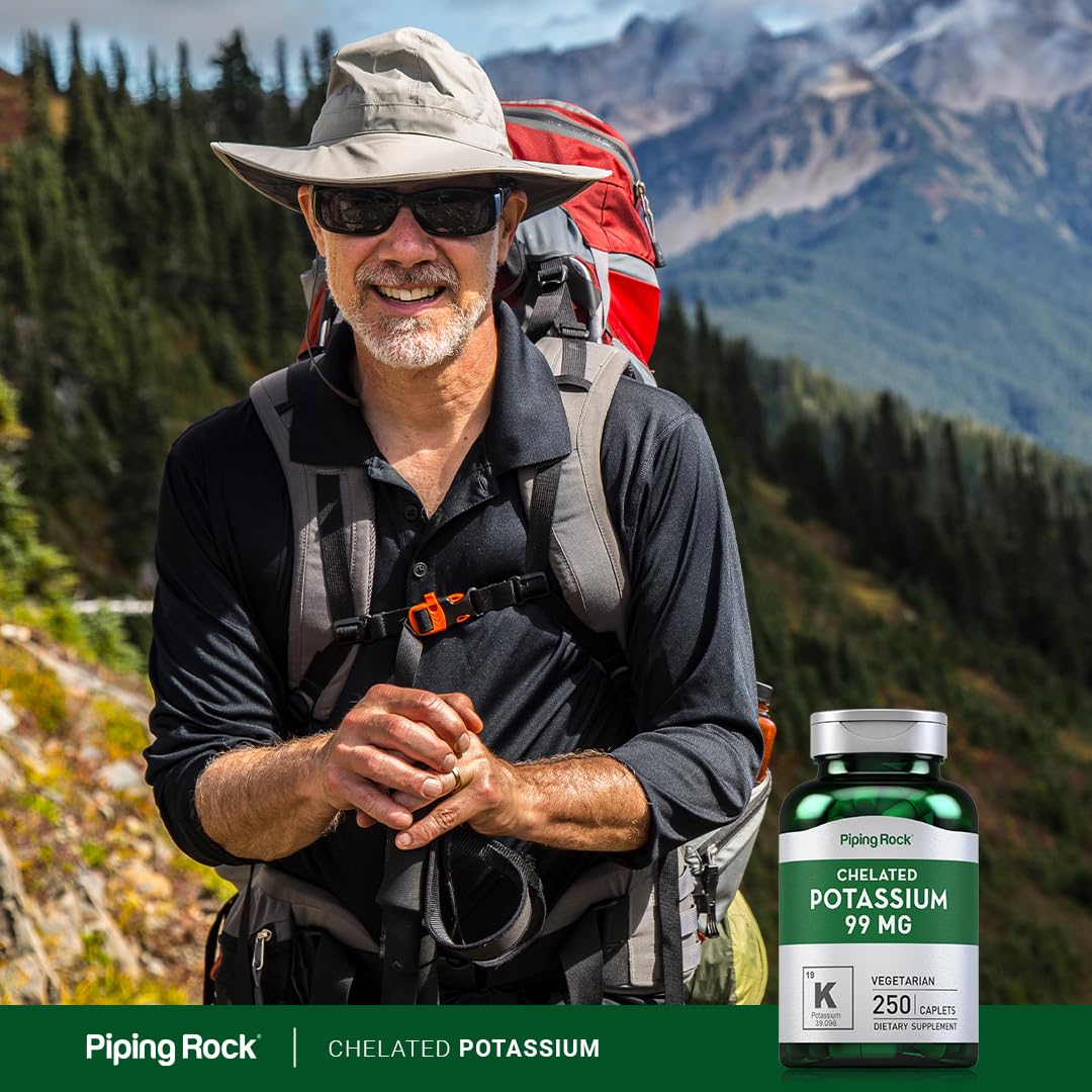Piping Rock Chelated Potassium Supplement 99mg Caplets 250
