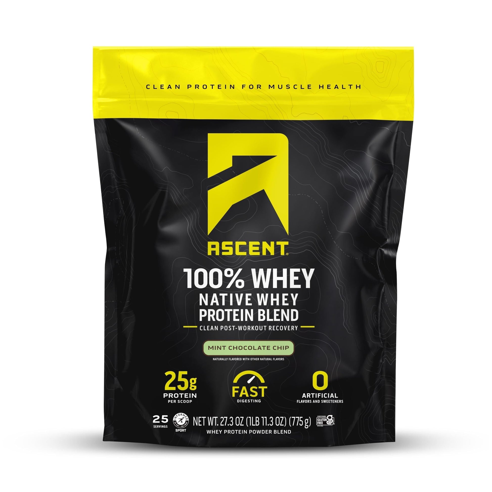 Ascent 100% Whey Protein Powder Mint Chocolate Chip, 1.71 lb, 27.3 Servings