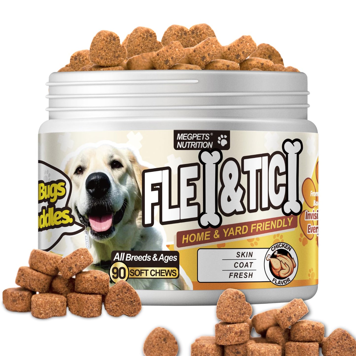 MEGNETA Flea and Tick Support for Dogs Chewable 90 Count