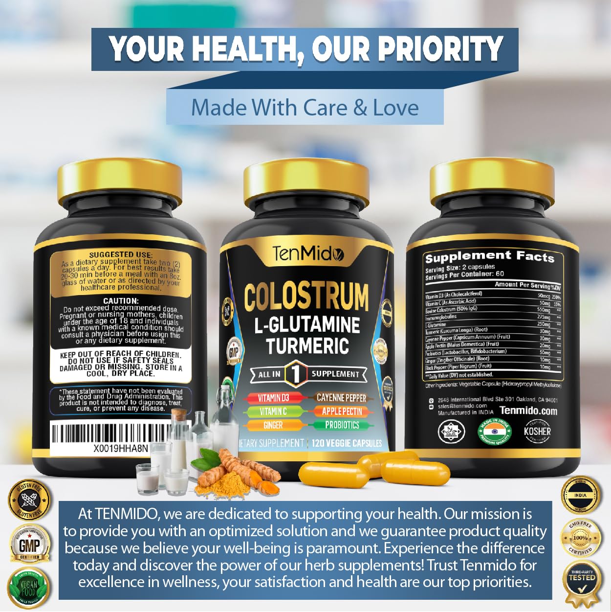 Tenmido Colostrum Supplement Capsule, 120 Capsules