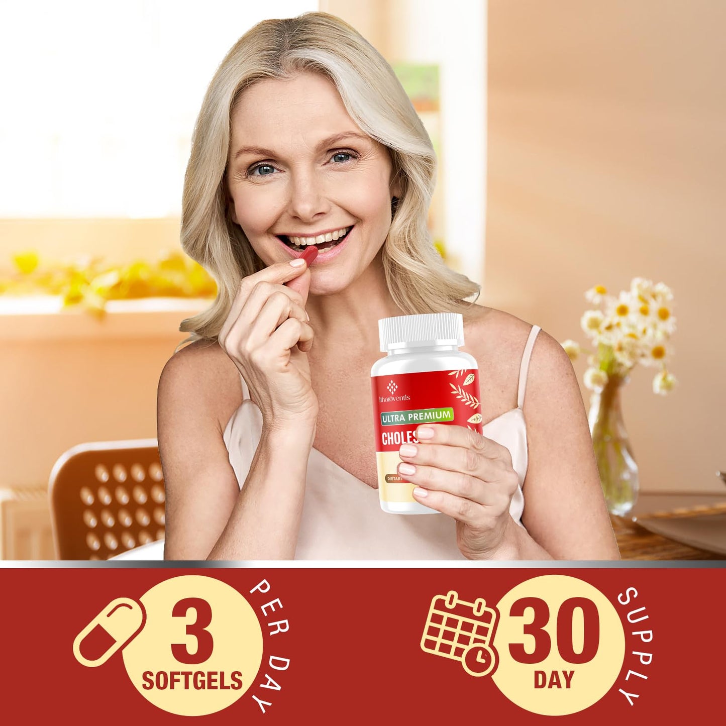 Itharoventis Cholesterol Lowering Supplements with Red Yeast Rice Softgels 90 Count