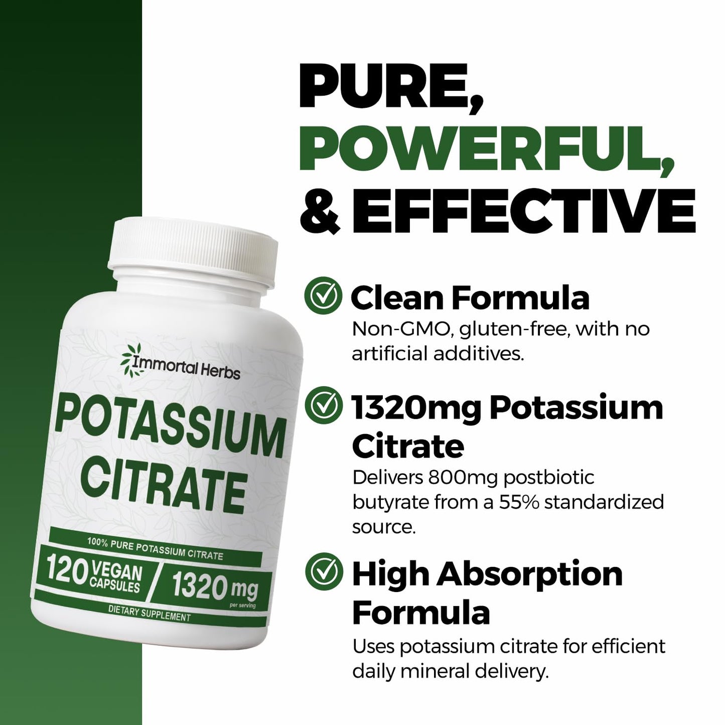 Immortal Herbs Potassium Citrate Supplement Capsule 120 Capsules