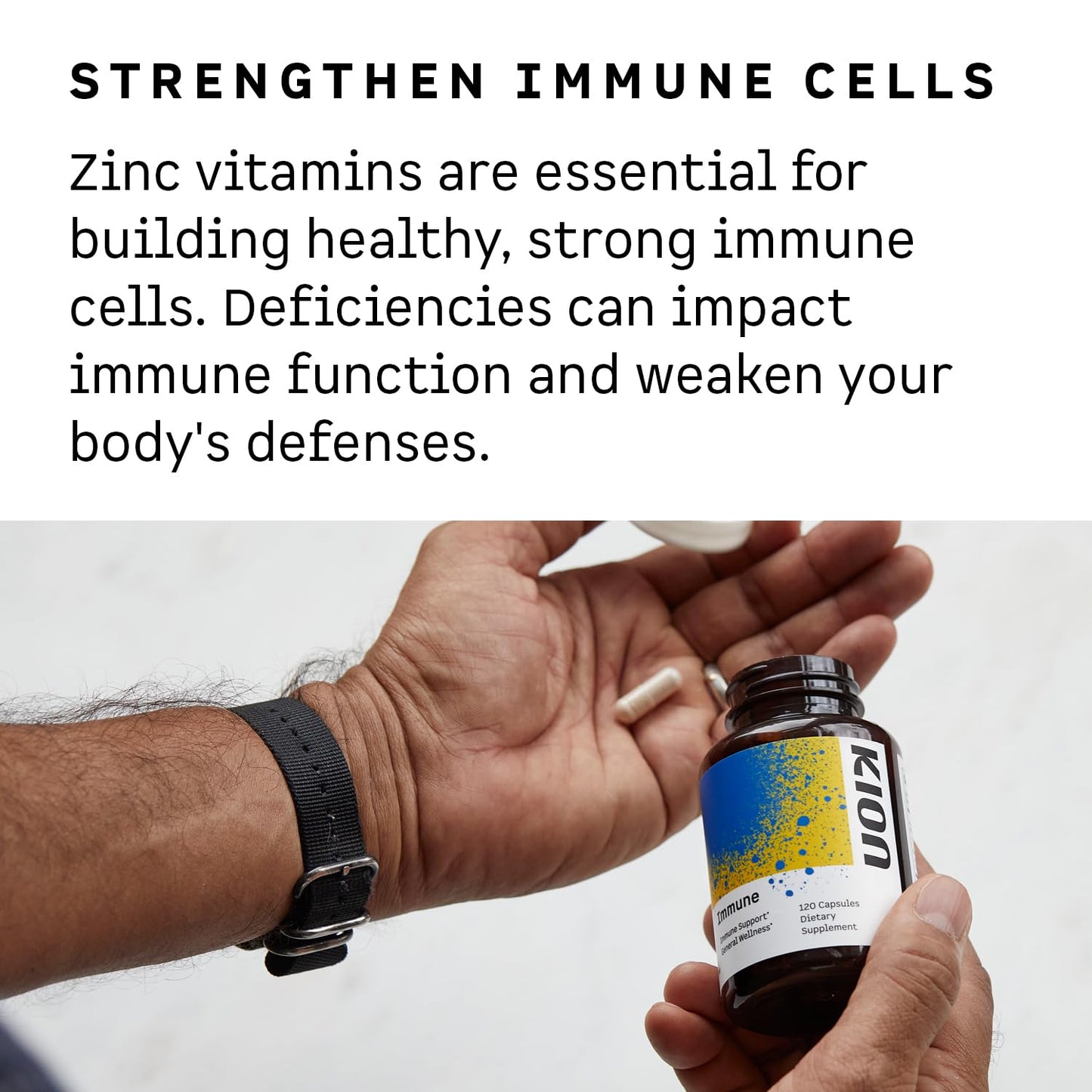 Kion Immune Vitamin C & Zinc Immune Support, 500mg Ascorbic Acid, Capsule, 120 Count