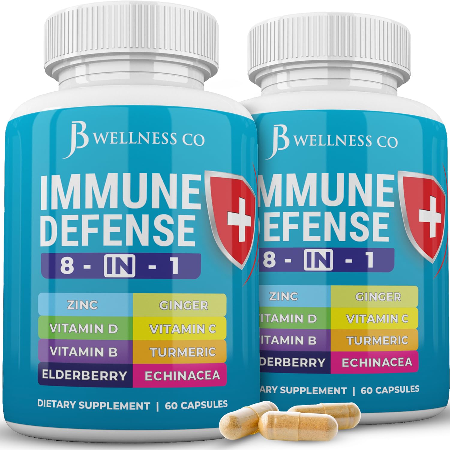 JB Wellness Co Immune Support 8 in 1 Capsules, 120 Capsules
