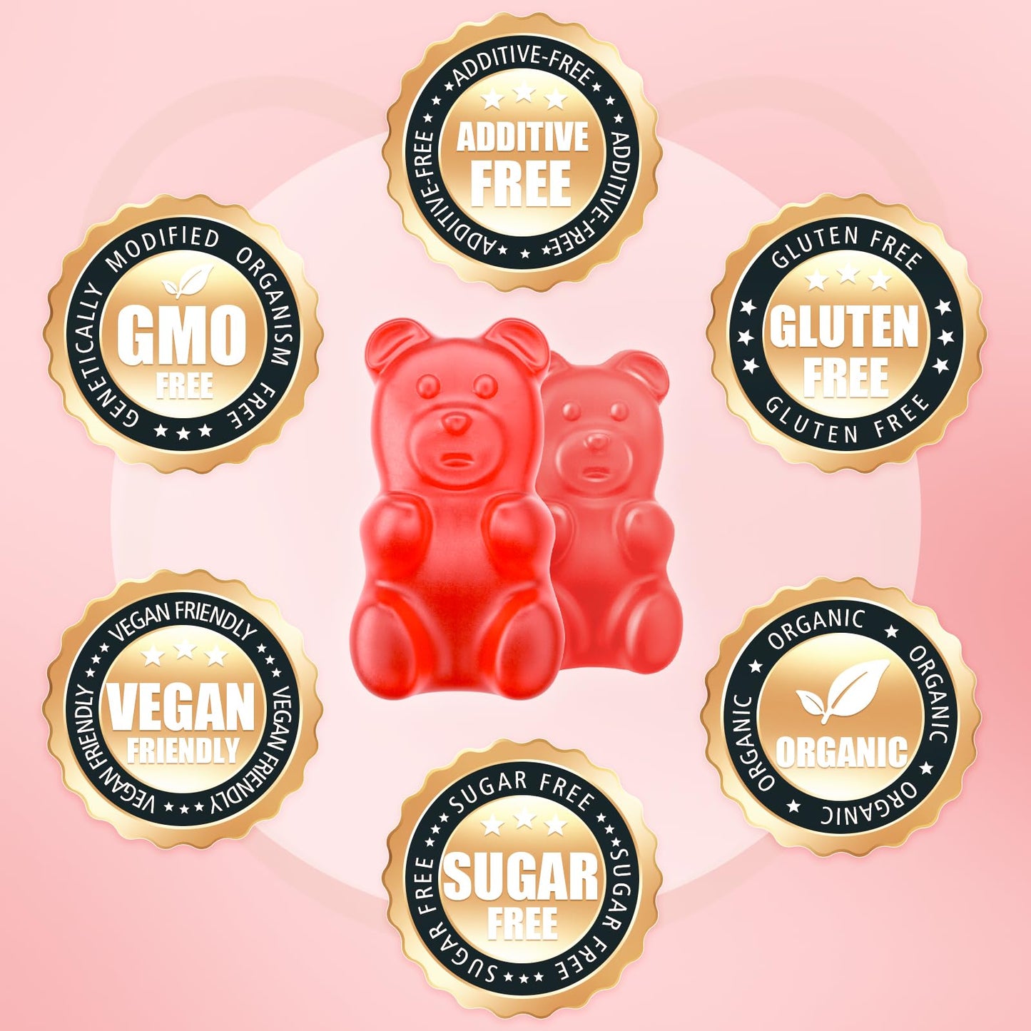 softbear Calcium Magnesium Zinc Gummies for Women with Vitamin D3, Vegan Sugar-Free Raspberry Flavor, 60 Gummies