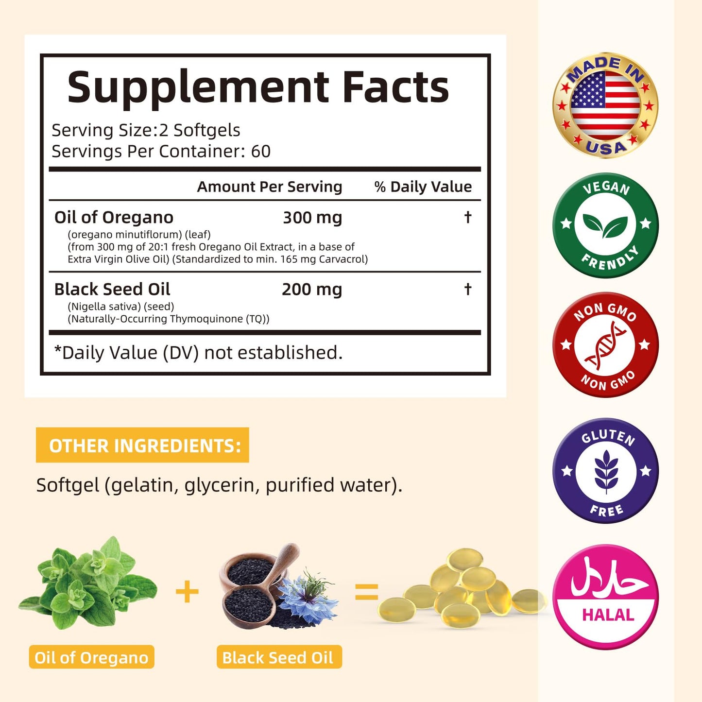 HEALOADING Organic Oregano Oil Softgels 120 Count