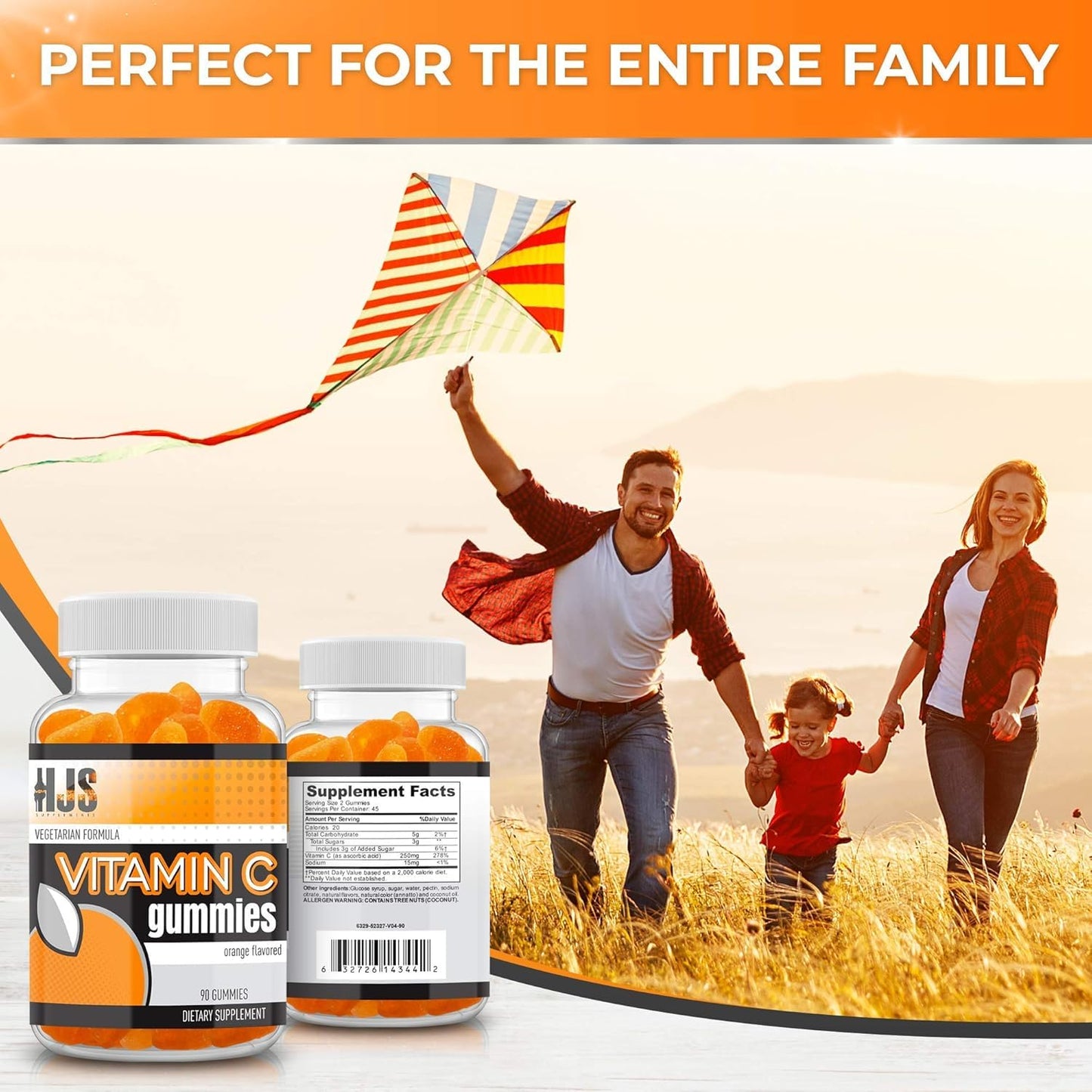 HJS Supplements Vitamin C Gummies 90 Count