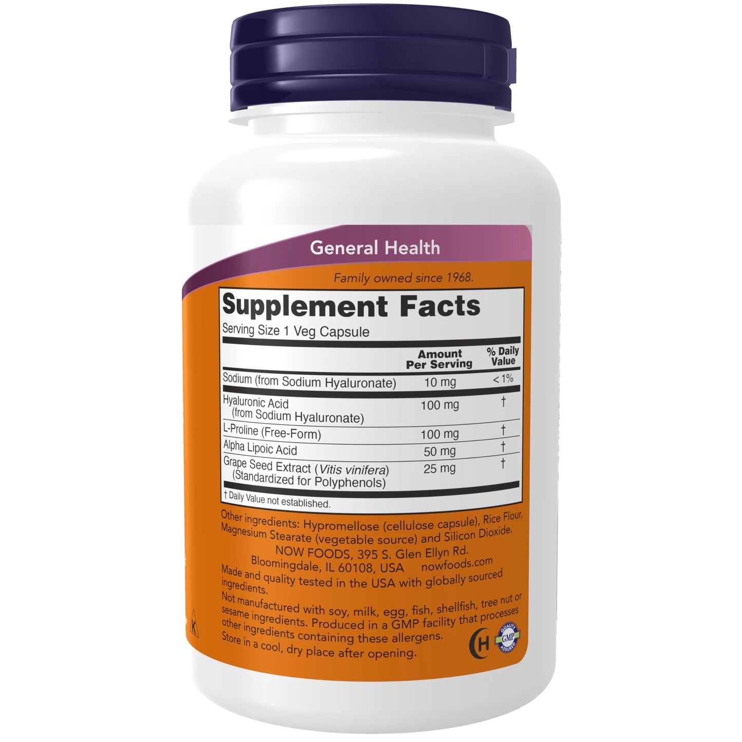 NOW Foods Hyaluronic Acid 100 mg Capsules, 120 Count