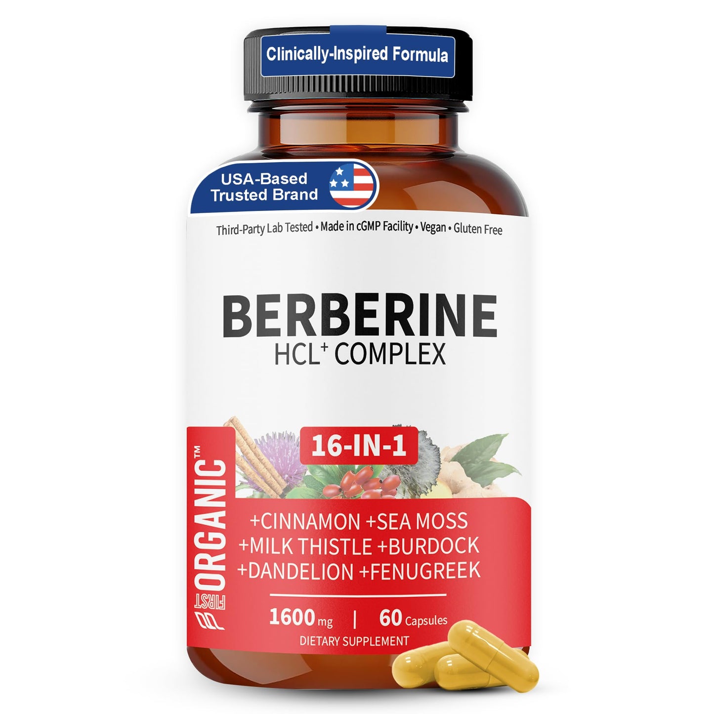 FIRSTORGANIC Premium Berberine Complex 60 Capsules