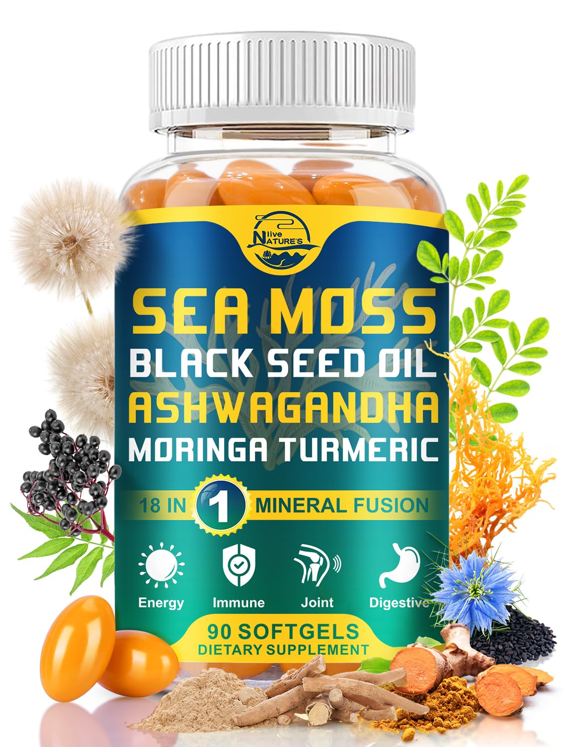Nature's live Organic Sea Moss Softgels 90 Count