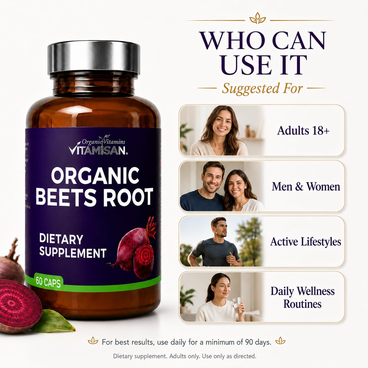 VITAMISAN Organic Beet Root 8000 Capsules, 60 Count