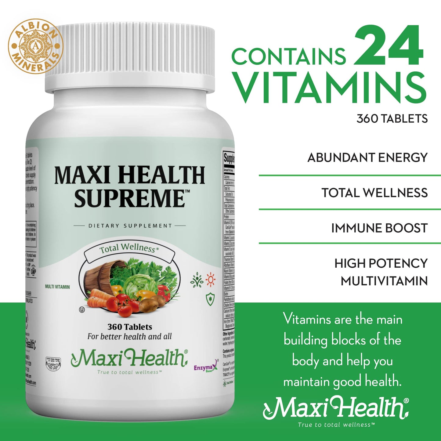 Maxi Health Multivitamin for Men & Women – Supreme High Potency Daily Multi with Minerals, CoQ10 & Antioxidants – 360 Tablets