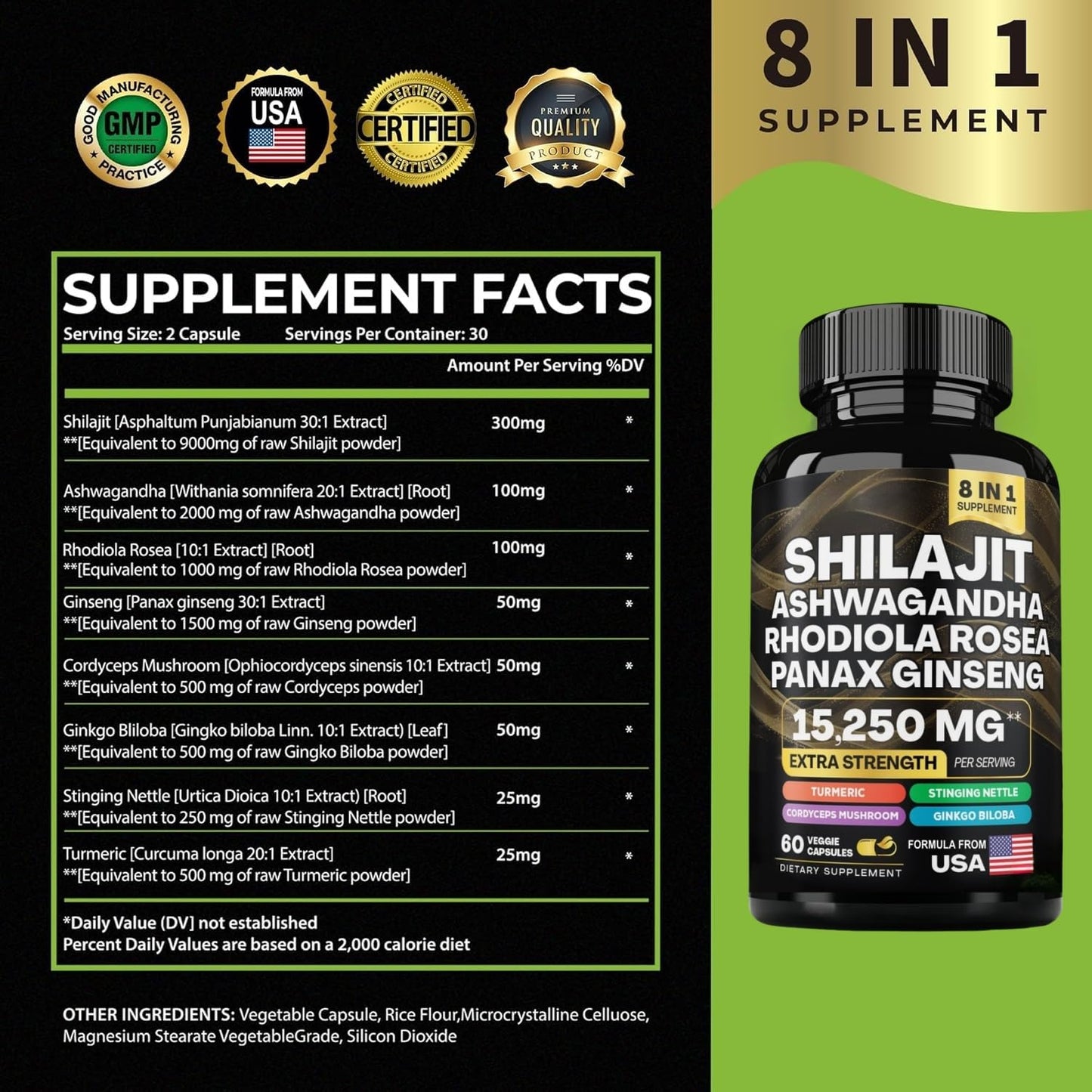 HealthyFinds Shilajit Ashwagandha Capsules, Capsule, 60 Count