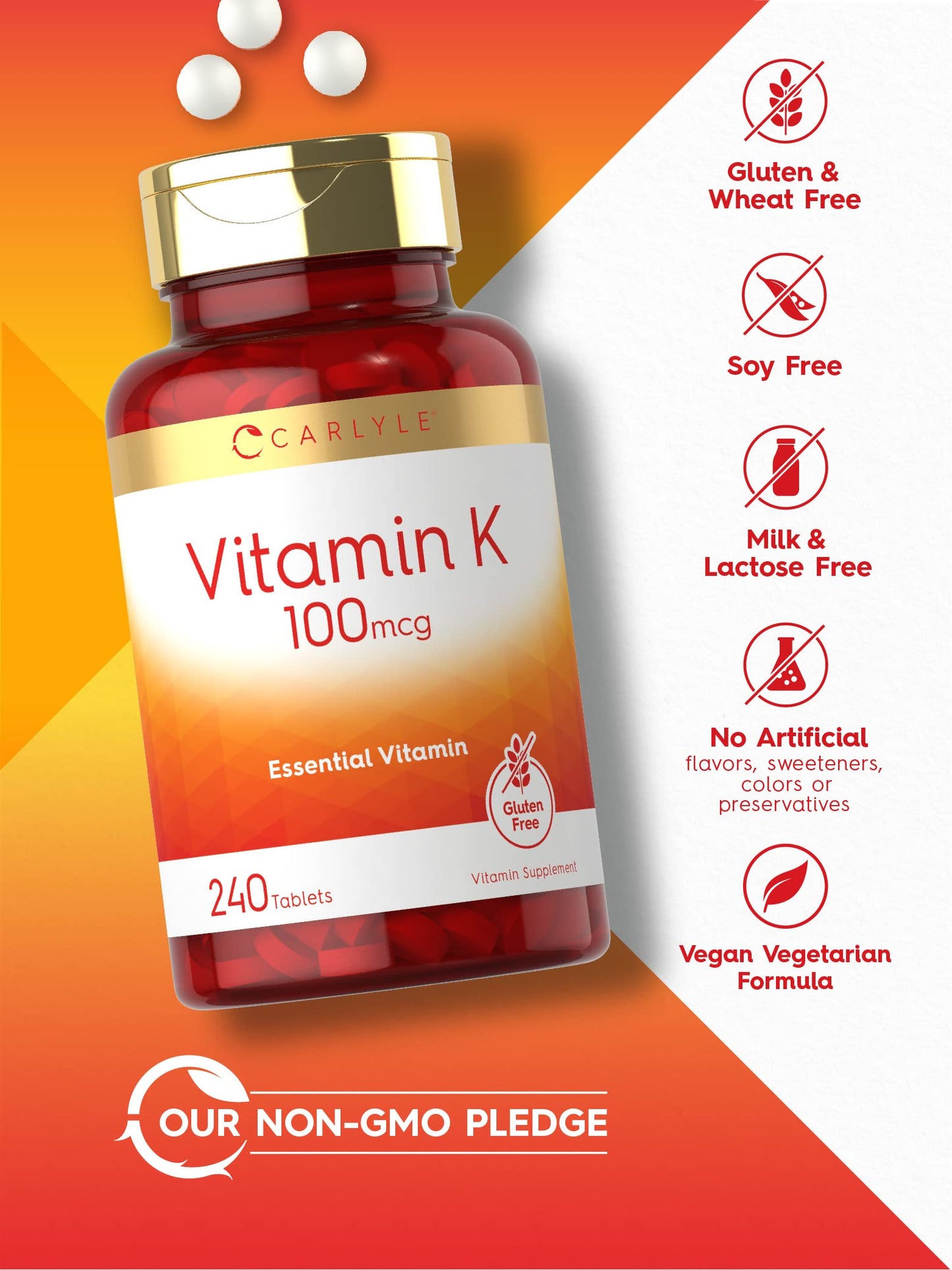 Carlyle Vitamin K 100 mcg, 240 Tablets