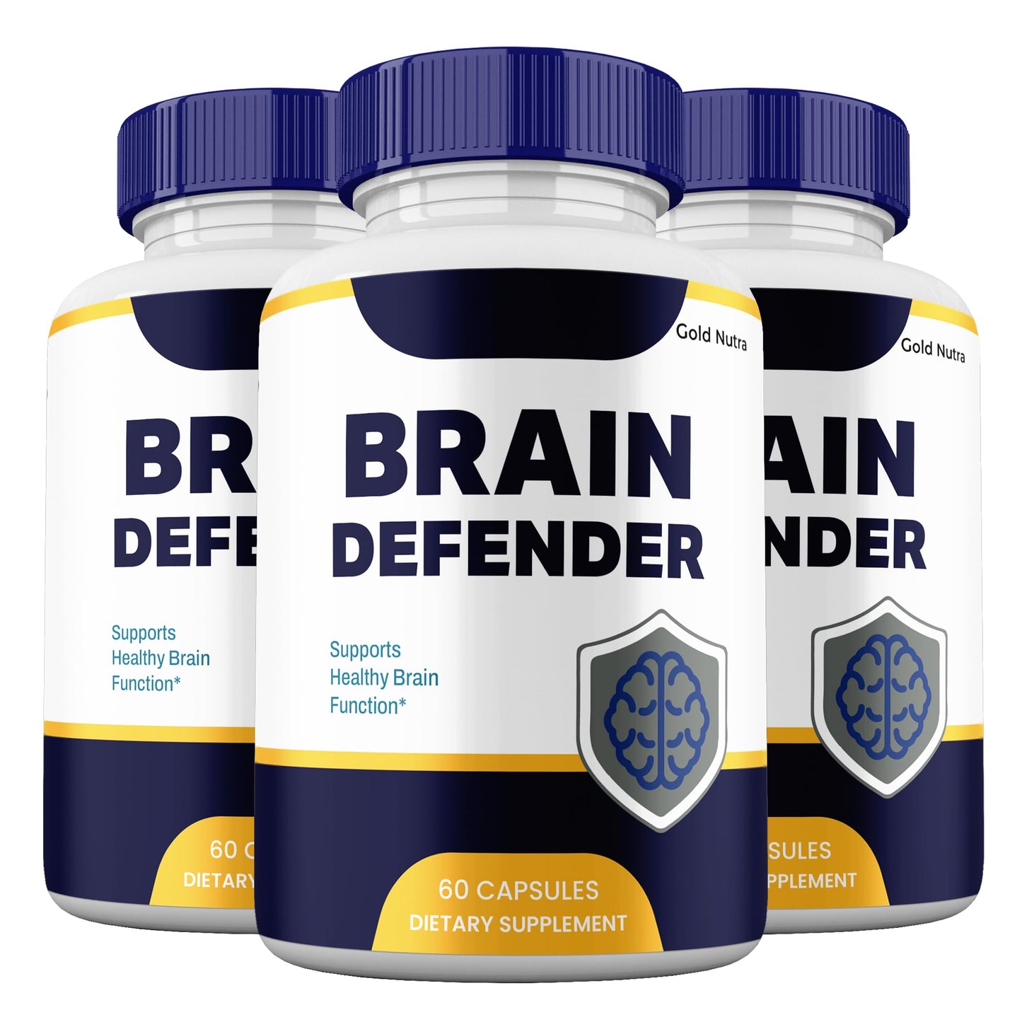 Gold Nutra Brain Defender All Natural Brain and Cognitive Supplement Capsules, 3 Pack