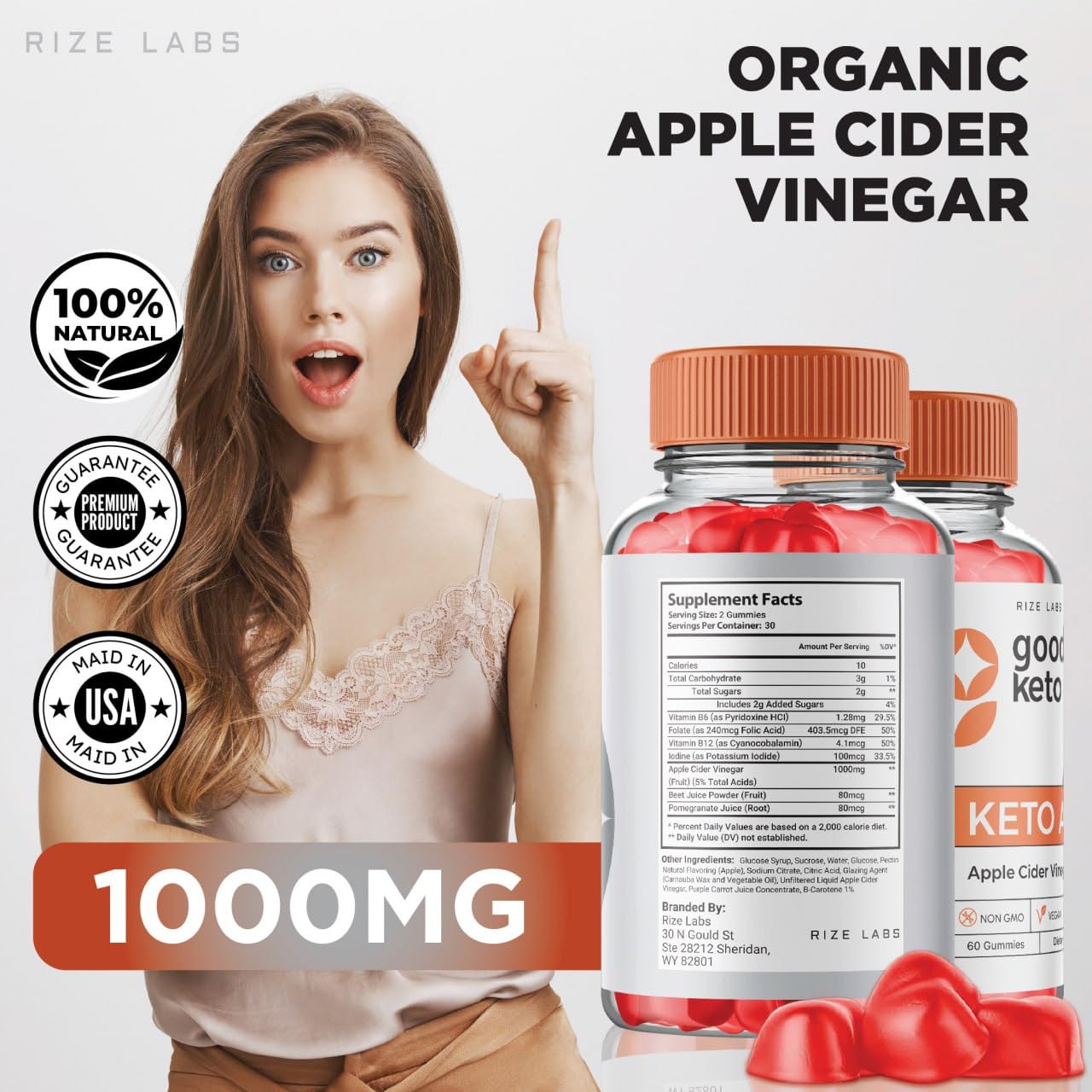 Rize Labs Good Keto ACV Gummies, 300 Gummies
