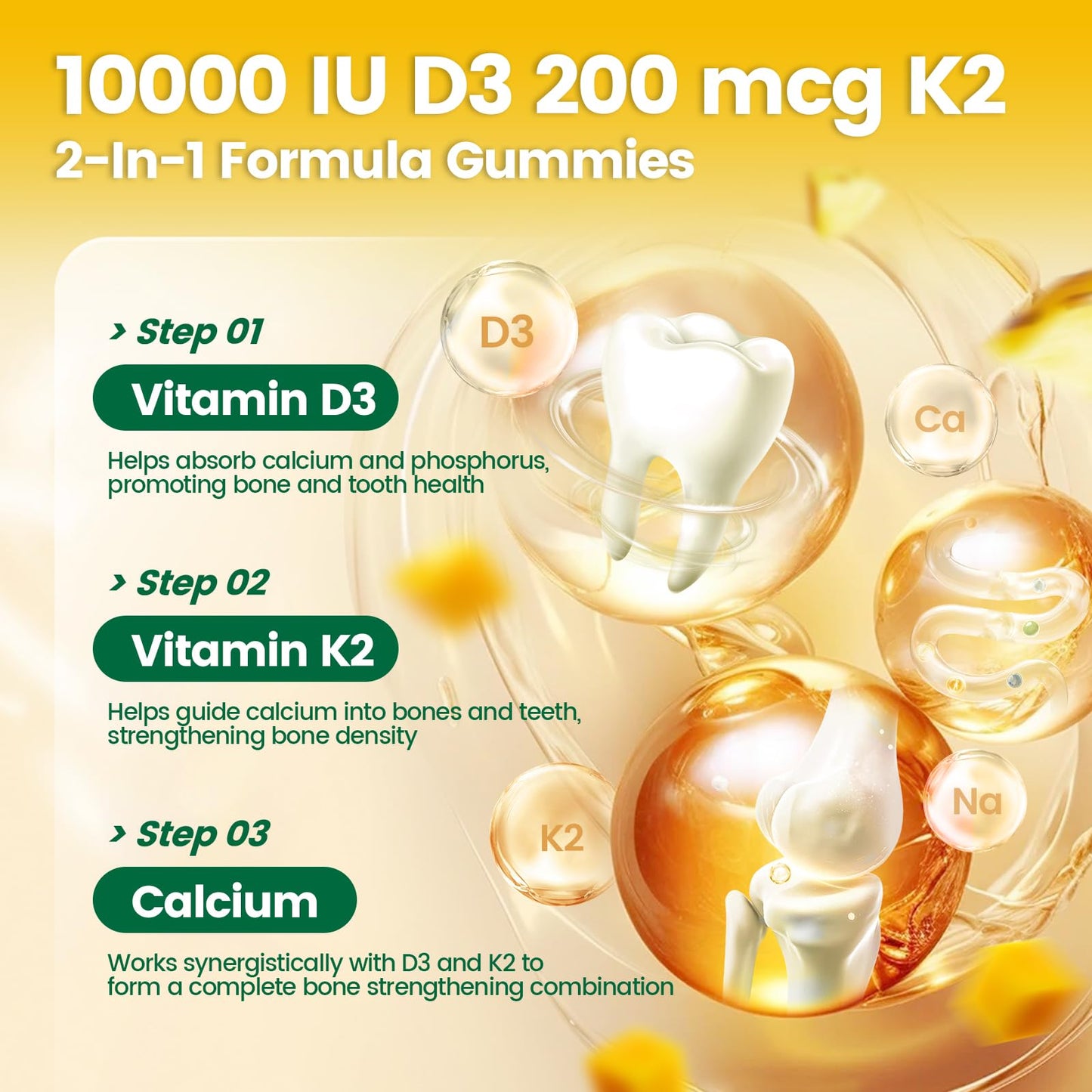 VivoNu Vitamin D3 K2 Gummies 60 Count