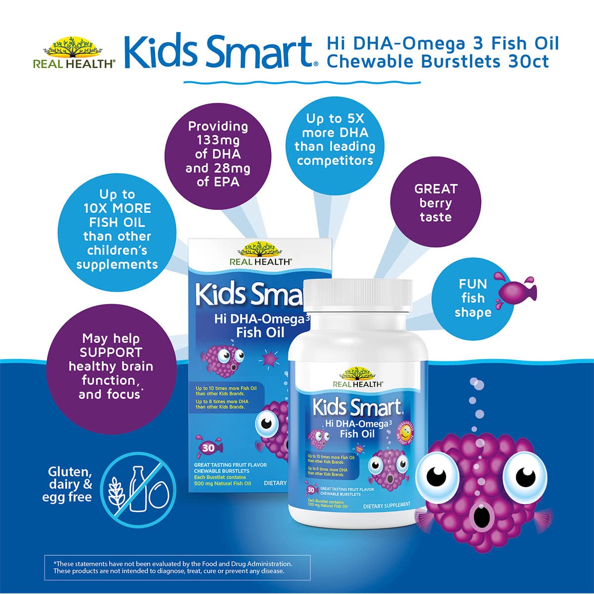Bioglan Kids Smart Omega 3 Fish Oil Chewable Burstlets, 30 Count